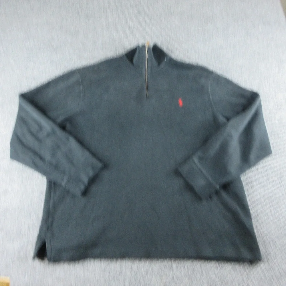 Polo Ralph Lauren Sweatshirt Mens XL Blue 1/4 Zip Mock Neck Pullover Pony‎ Logo